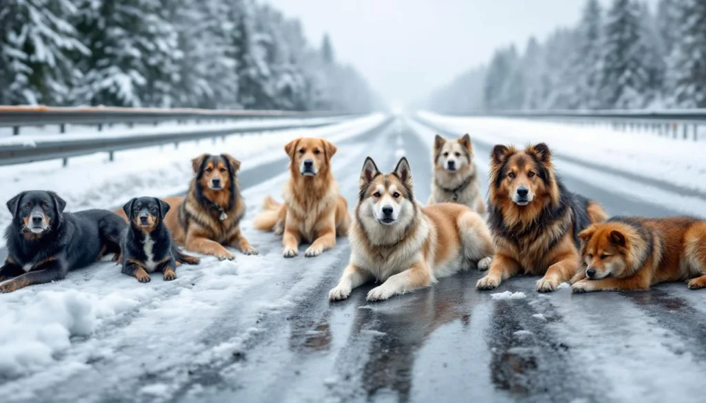 erfahren sie, wie sieben hunde trotz eisiger straßenbedingungen auf der autobahn überleben konnten und welche maßnahmen ihr überleben sicherten.